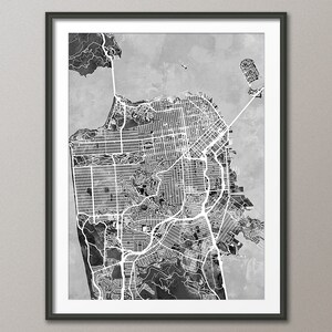 San Francisco Map, San Francisco California City Street Map, Art Print (2335)