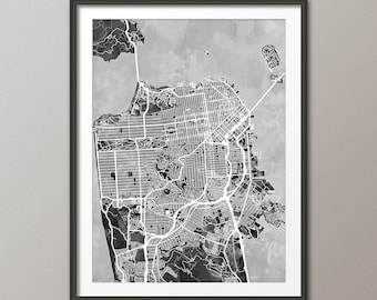 San Francisco Map, San Francisco California City Street Map, Art Print (2335)