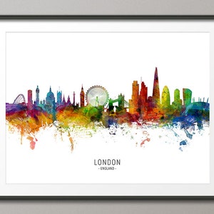 London Skyline England, Cityscape Painting Art Print Poster CX (6481)