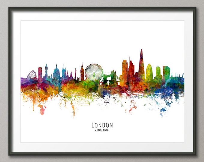 London Skyline England, Cityscape Painting Art Print Poster CX (6481)