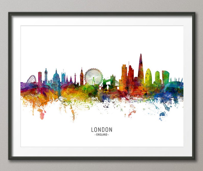 London Skyline England, Cityscape Painting Art Print Poster CX 6481 image 1