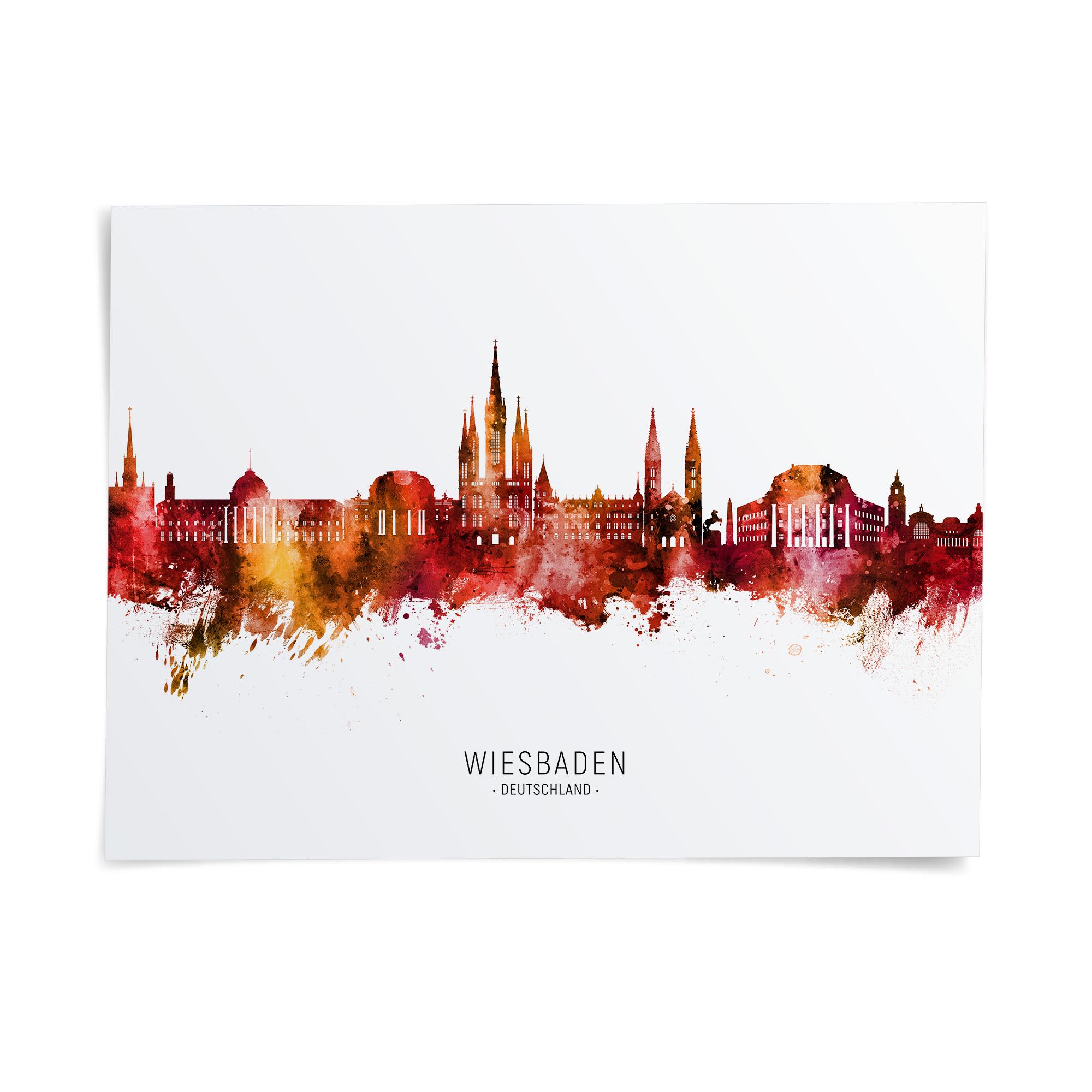 Wiesbaden Skyline Deutschland, Poster Print Cityscape Art ZX