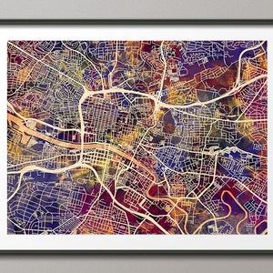 Glasgow Map, Scotland, Glasgow City Street Map Art Print (1545)