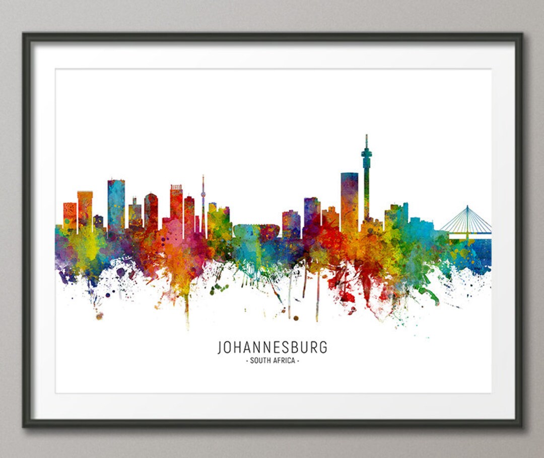 Johannesburg Skyline South Africa, Cityscape Painting Art Print Poster