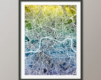 London Map, City Street Map of London England, art print (3033)