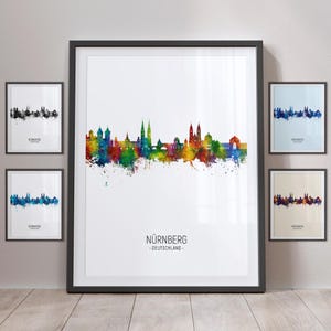 Nurnberg Skyline, Nurnberg Deutschland Cityscape Art Print Poster Portrait PX (25402)