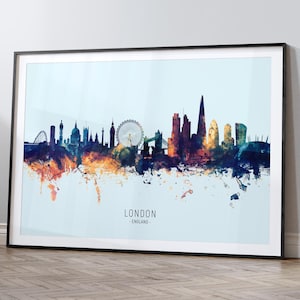 London Skyline England, Stadtansicht Gemälde Kunstdruck Poster HX (11992)