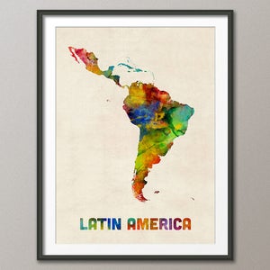 Latin America Watercolor Map, Art Print (2752)