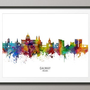 Galway Skyline Ireland, Cityscape Painting Art Print Poster CX 6600 image 1