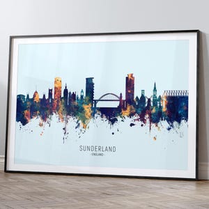 Sunderland Skyline England, Cityscape Painting Art Print Poster HX (12078)