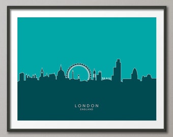 London Skyline, London England Cityscape Art Print (600)