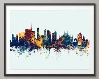 Milan Skyline, Milan Italie Cityscape Art Print Poster (6362)