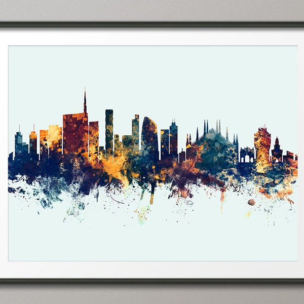 Milan Skyline, Milan Italy Cityscape Art Print Poster (6362)