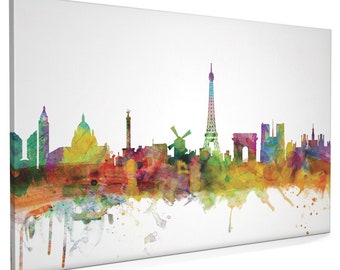 Paris Skyline Cityscape Art Print Box Canvas 16x22 inch, SALE (x986)