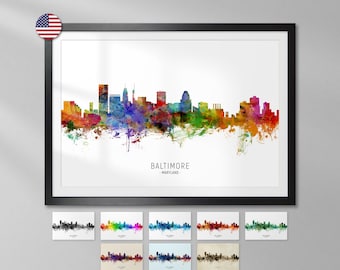 Baltimore Skyline Maryland, Cityscape Painting Art Print Poster - YX (6577)