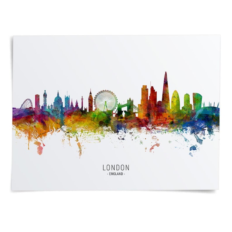 a watercolor painting of london england skyline