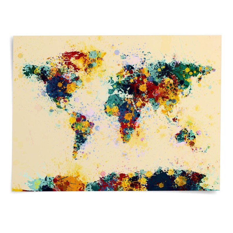 Splatter Map Paint Splashes Map of the World Map, Art Print WM (118) - Etsy