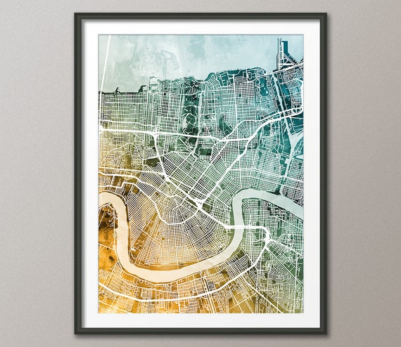 New Orleans Map New Orleans Louisiana City Street Map Art | Etsy