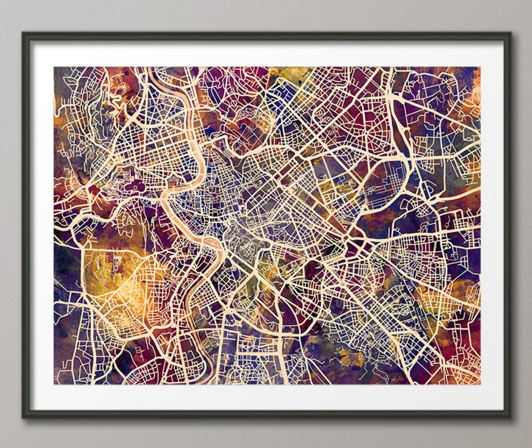 Rome Italy City Street Map, Art Print (1936) - Etsy