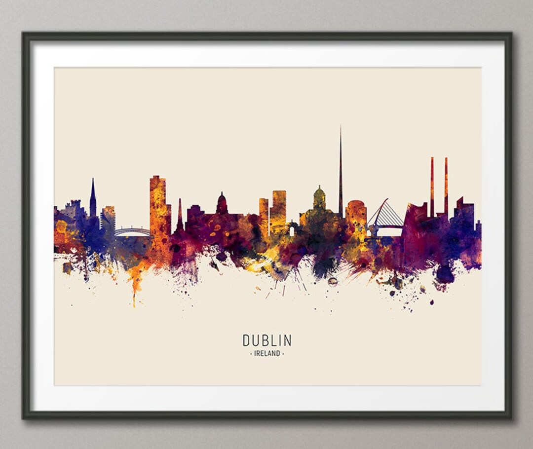 Dublin Skyline Ireland Cityscape Painting Art Print Poster LS Etsy