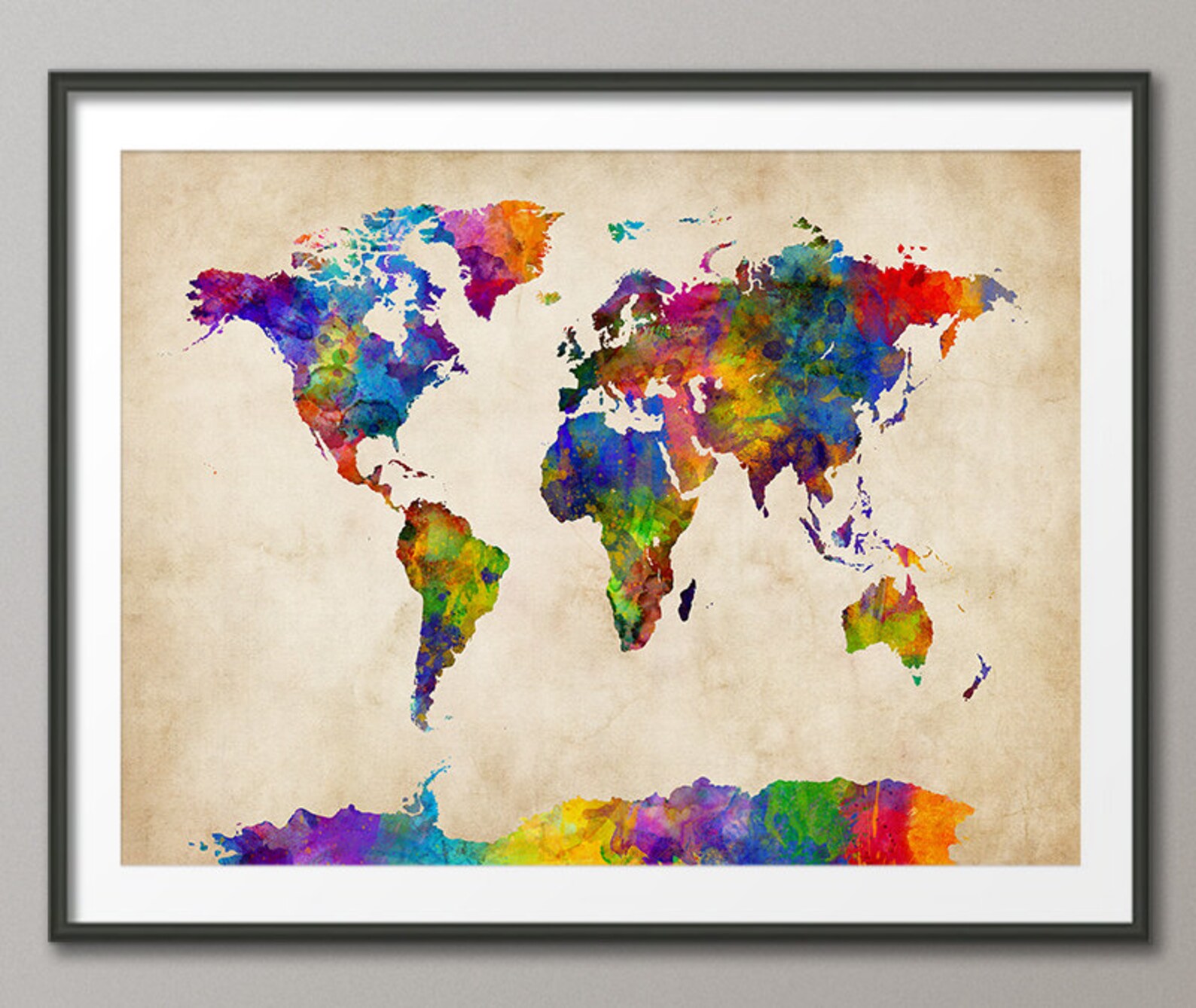 Watercolor Map of the World Map Art Print 2119 - Etsy