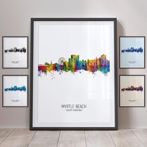 Skyline van Myrtle Beach, Myrtle Beach South Carolina stadsgezicht Art Print poster portret PX (26324)