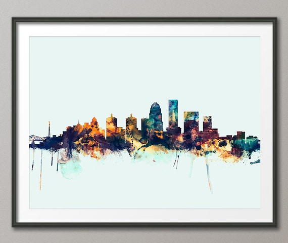 Louisville, Kentucky, Retro Skyline Classic Series, Art & Giclee Prints