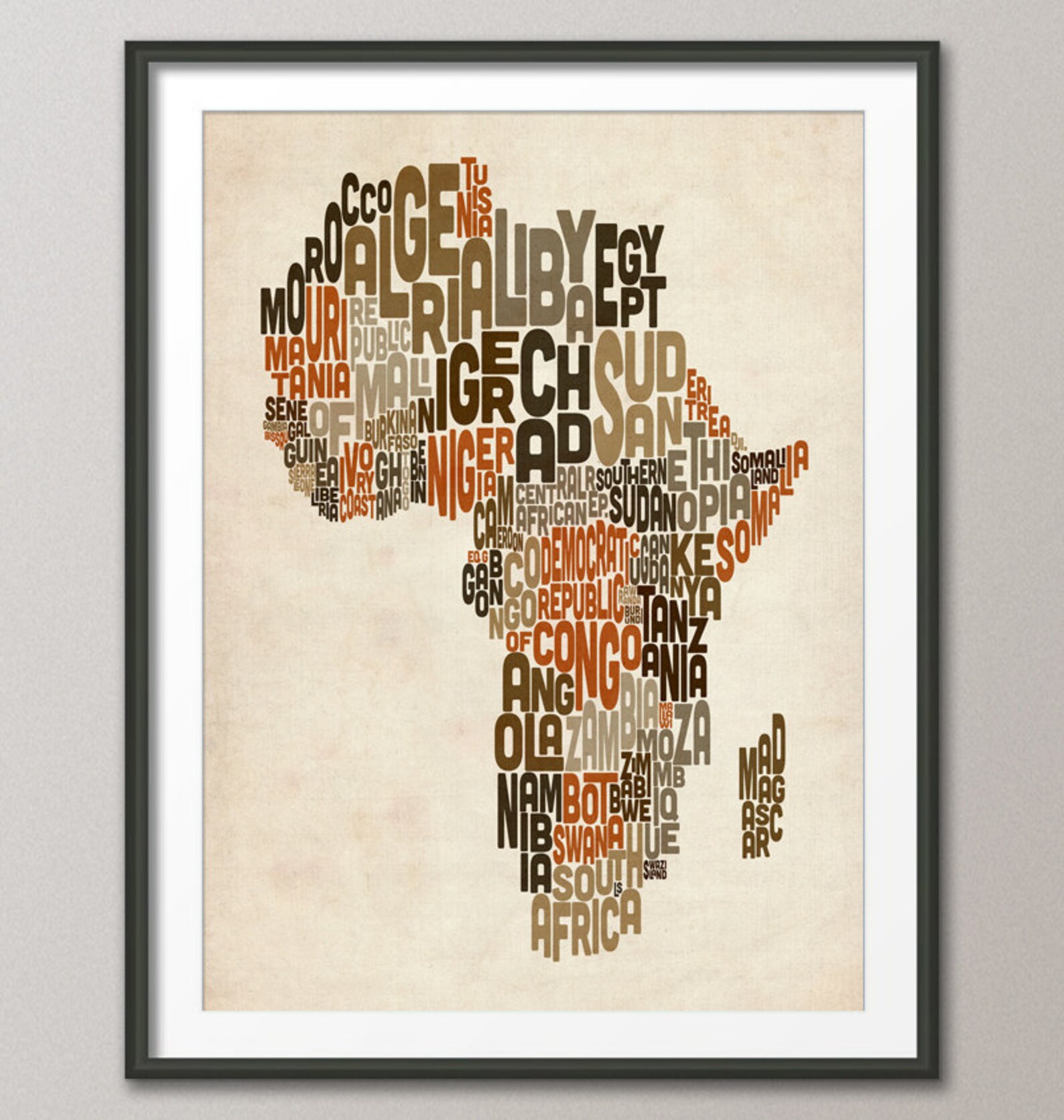 Типографика карта. Африка: арт-основа. 2-Е изд. Африка текст. Africa text