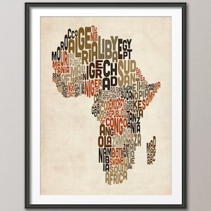 Typography Map of Africa Map, Text Art Print (106)