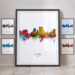 El Paso Skyline, El Paso Texas Cityscape Art Print Poster Portrait PX (5123)