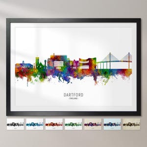 Dartford Skyline England, Cityscape Painting Art Print Poster CX (30782)
