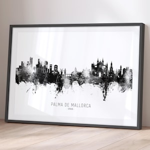 Skyline van Palma de Mallorca, Spanje, stadsgezicht schilderij Art Print poster BX (17975)