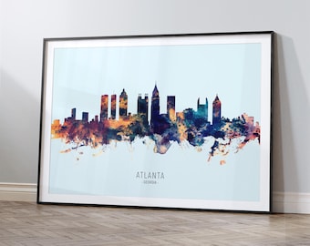 Atlanta Skyline Georgia, Cityscape Art Print Poster HX (12065)