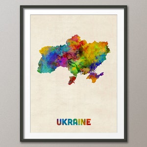 Ukraine Watercolor Map, Art Print (2133)
