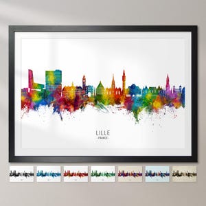 Lille Skyline France, Cityscape Painting Art Print Poster CX (23368)