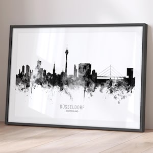 Dusseldorf Skyline Deutschland, Cityscape Painting Art Print Poster BX (11580)