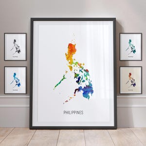 Carte des Philippines, aquarelle, impression d'art poster MX (10913)
