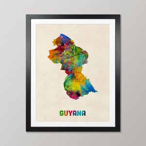 Guyana Map, Watercolour Art Print Poster, Country Travel Wall Decor - JM (1330)
