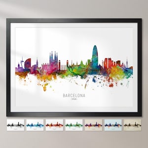 Póster con impresión artística de la silueta de Barcelona, España, paisaje urbano, CX (6485)