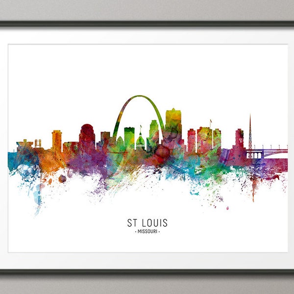 St Louis Skyline Missouri, Cityscape Painting Art Print Poster CX (6609)