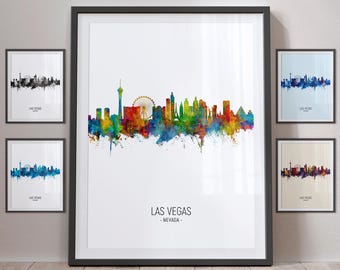 Las Vegas Skyline, Nevada Cityscape Art Print Poster Portrait - PX (9784)