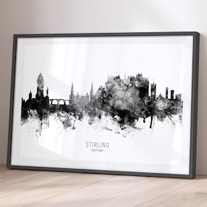Stirling Skyline Schottland, Stadtansicht Malerei Kunstdruck Poster BKX (11604)