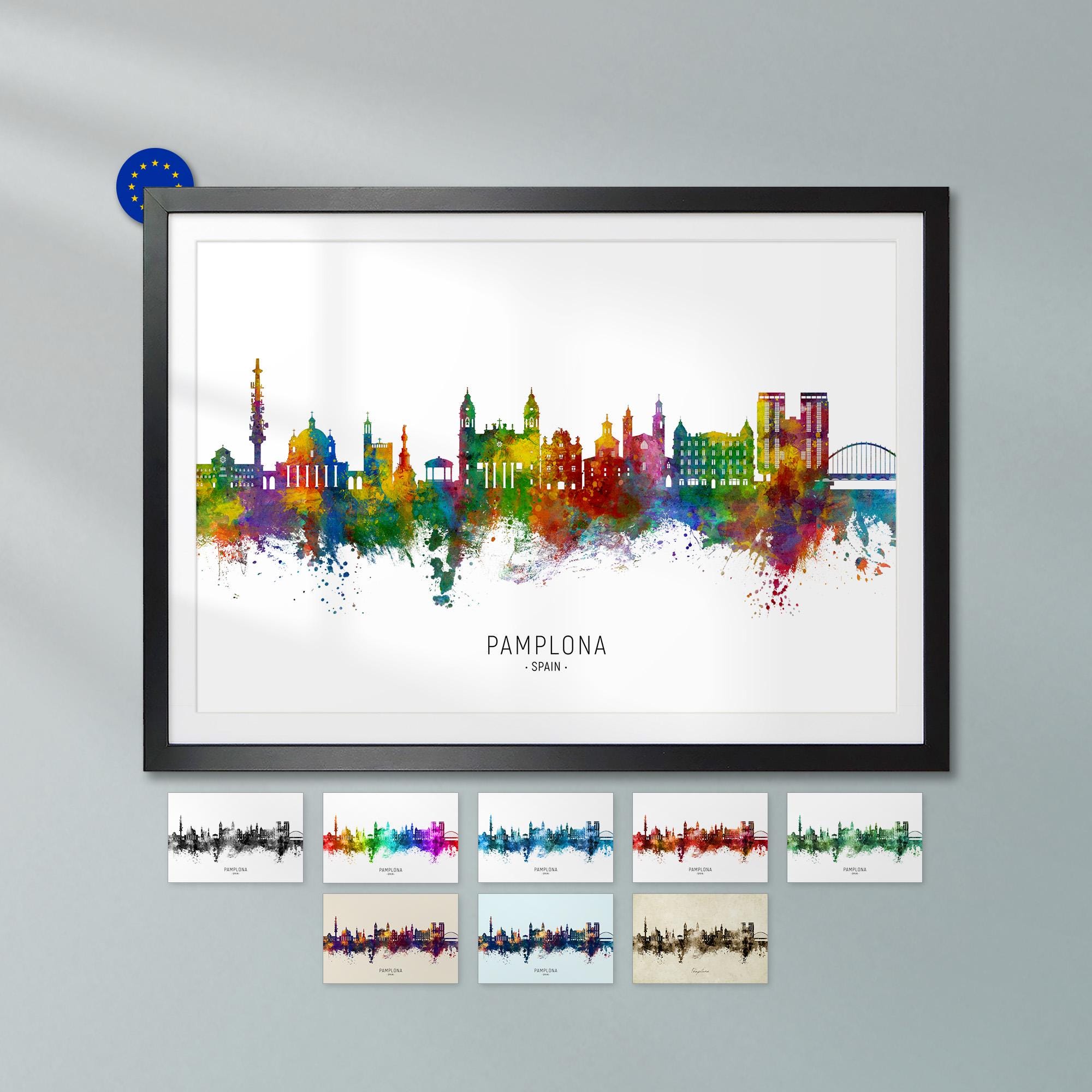 ハル Buy Pamplona Skyline Spain, Poster Print Cityscape Art ZX (24289