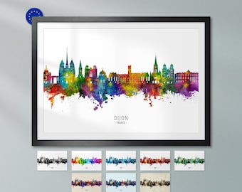 Dijon Skyline France, Poster Print Cityscape Art ZX (26117)