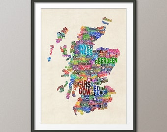 Scotland Typography Text Map, Art Print (1483)