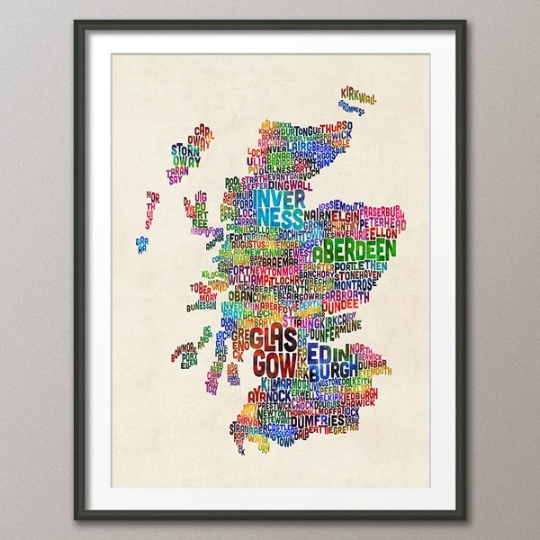 Scotland Typography Text Map, Art Print (1483)