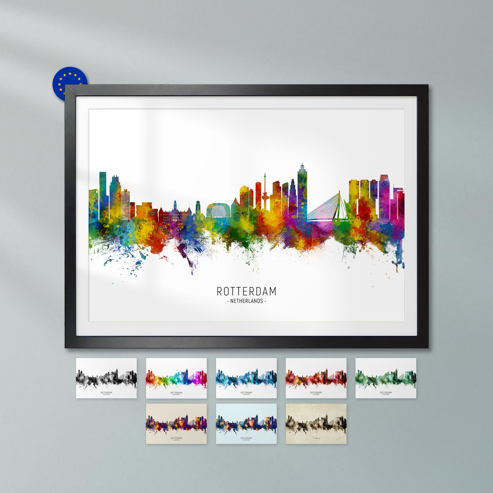 Rotterdam Skyline Netherlands, Poster Print Cityscape Art ZX
