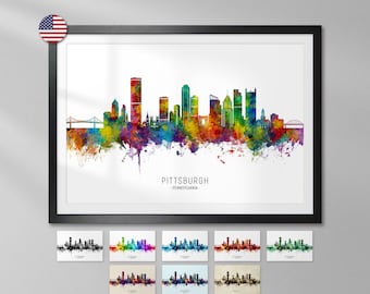 Pittsburgh Skyline Pennsylvania, Cityscape Art Print Poster YX (38143)