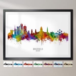 Brüssel Skyline Belgien, Stadtansicht Gemälde Kunstdruck Poster CX (6491)