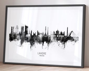 Lahore Skyline Pakistan, Cityscape Painting Art Print Poster BX (15490)